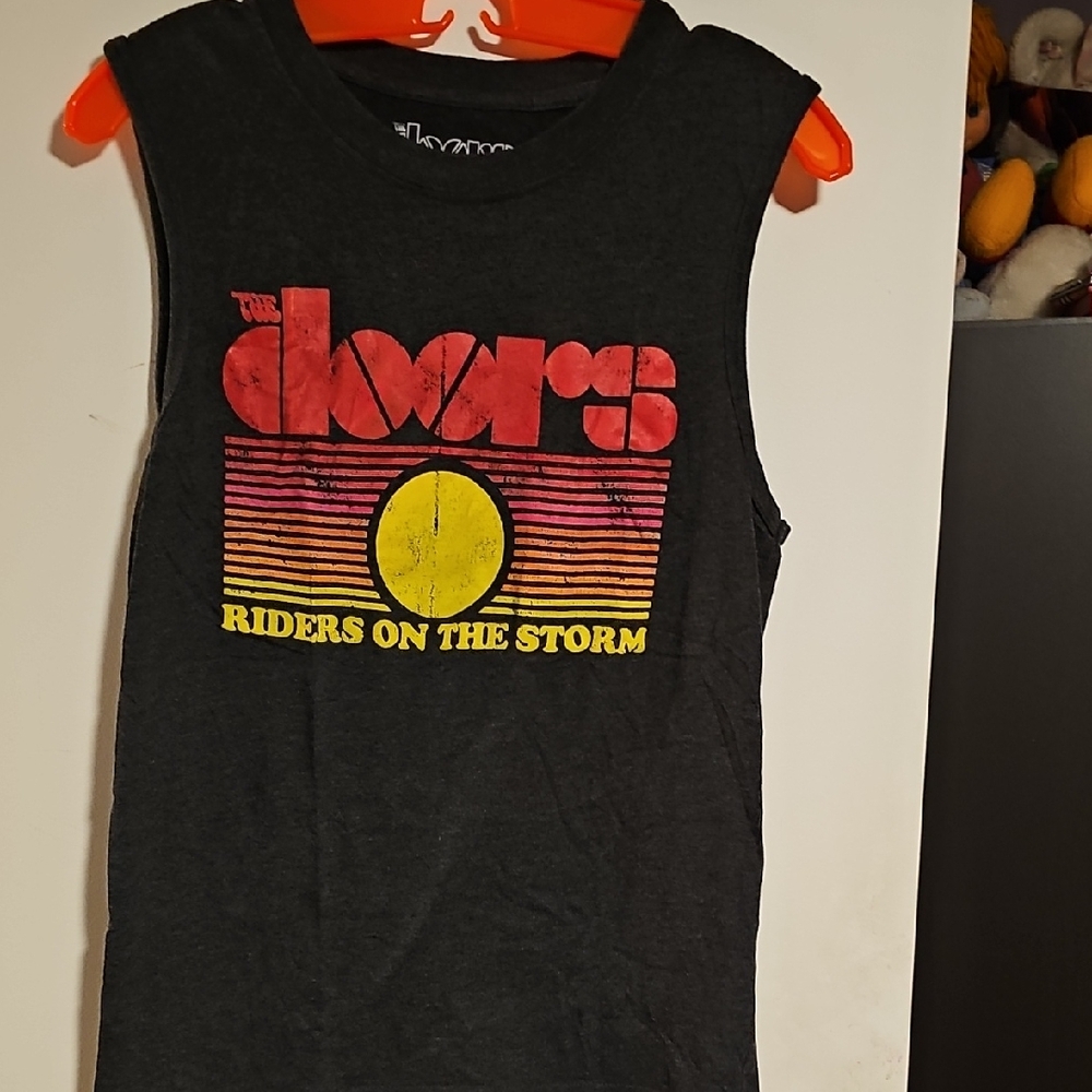 The Doors Sleeveless Shirt - Black with Red and Yellow Design